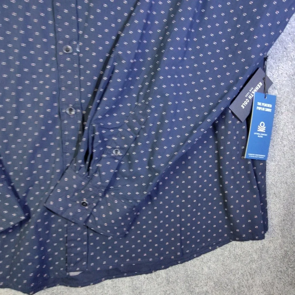 Kenneth Cole Mens Shirt Blue 3X Lightweight Button Up Long Sleeve Regular Fit